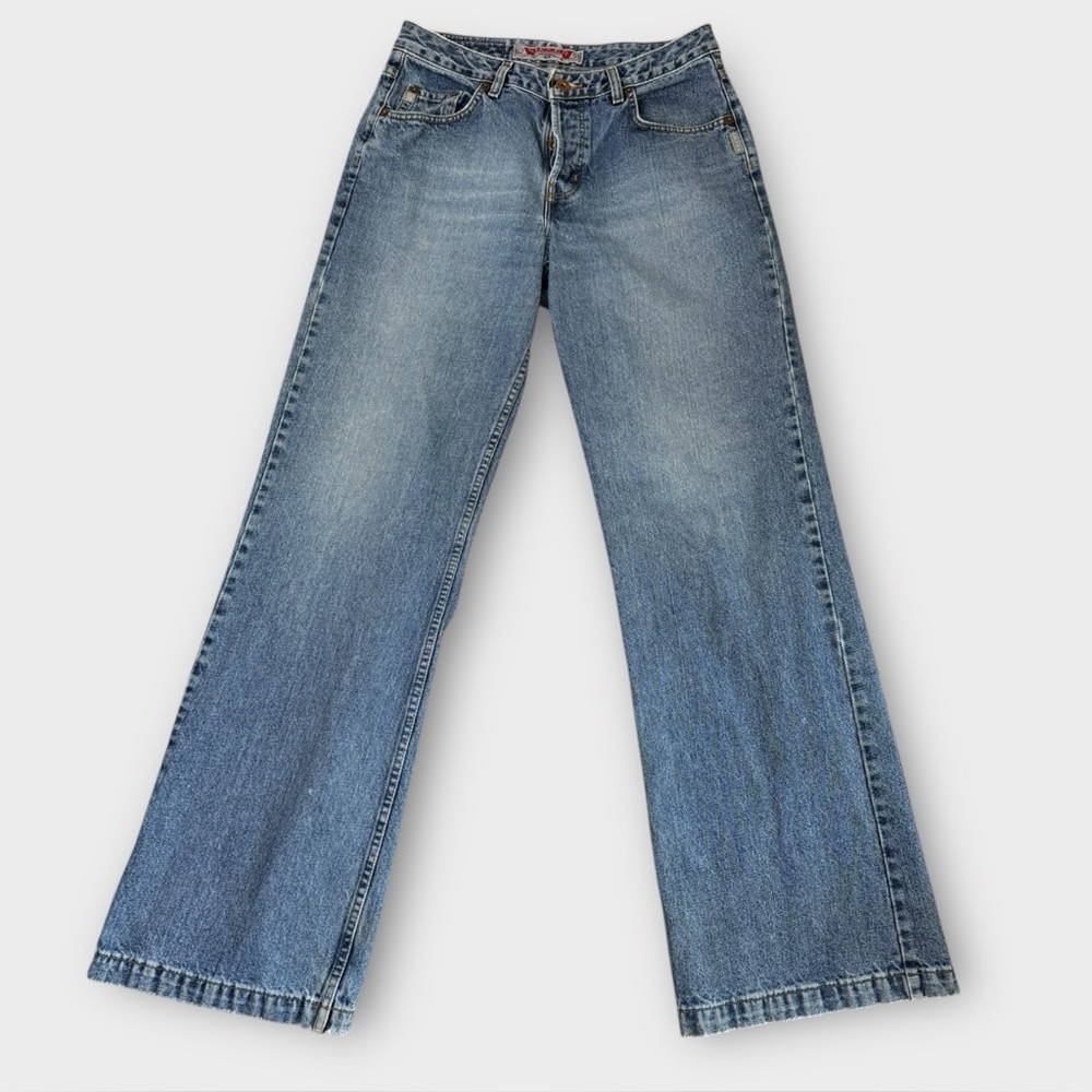 Vintage Y2K Silver Brand Jeans 30x33 Wide Leg Multi Button Fly Men’s Denim